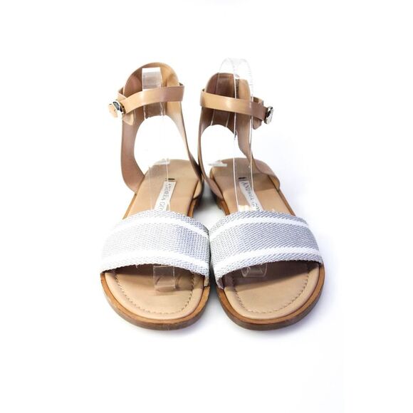 Andrea Gomez Womens Leather Slingbacks Sandals Silver White Size 37 7 - Picture 2 of 5